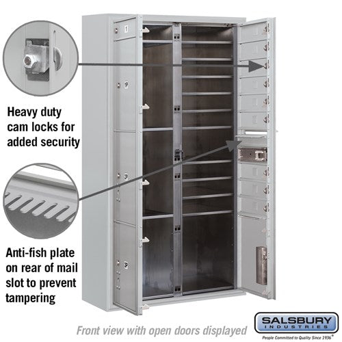 Maximum Height Surface Mounted 4C Horizontal Mailbox with 10 Doors and 4 Parcel Lockers
