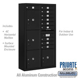 Maximum Height Surface Mounted 4C Horizontal Mailbox with 20 Doors and 2 Parcel Lockers in Black
