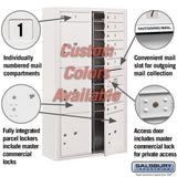 Surface Mounted 4C Horizontal Mailbox Unit - Double Column, Custom Color, Front Loading