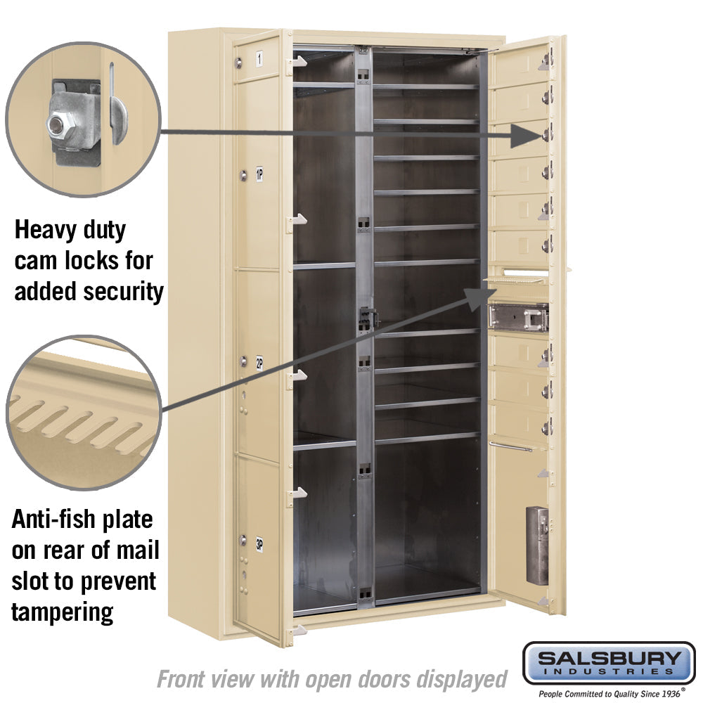 Maximum Height Surface Mounted 4C Horizontal Mailbox with 15 Doors and 3 Parcel Lockers