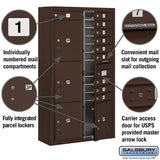 Maximum Height Surface Mounted 4C Horizontal Mailbox with Parcel Lockers in Bronze