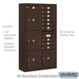 Maximum Height Surface Mounted 4C Horizontal Mailbox with Parcel Lockers in Bronze