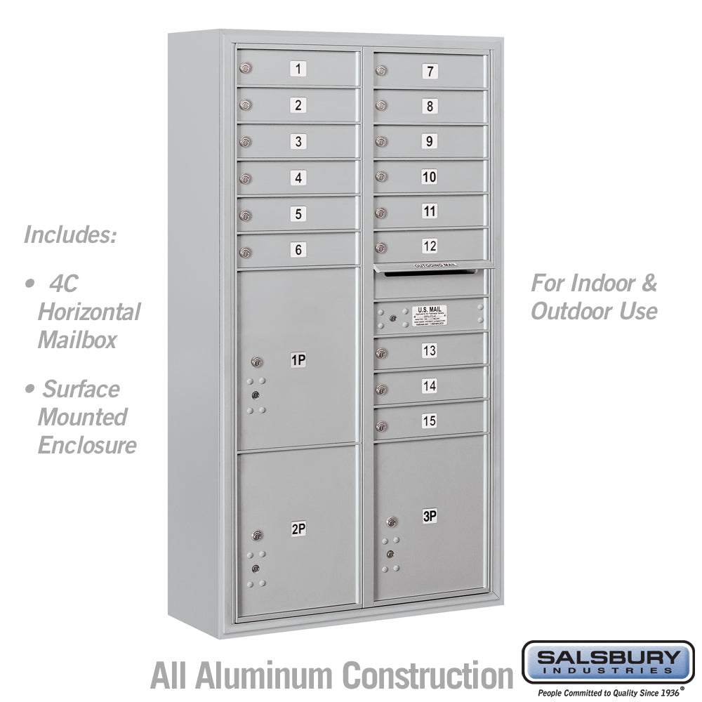 Maximum Height Surface Mounted 4C Horizontal Mailbox with Parcel Lockers