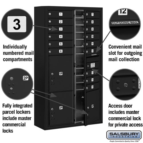 Maximum Height Surface Mounted Parcel Locker with 8 Compartments in Black