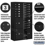 Maximum Height Surface Mounted Parcel Locker with 8 Compartments in Black