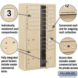Maximum Height Surface Mounted 4C Horizontal Mailbox with 15 Doors and 3 Parcel Lockers in Sandstone