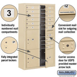Maximum Height Surface Mounted 4C Horizontal Mailbox with Parcel Lockers in Sandstone