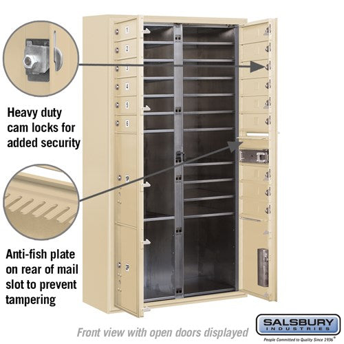 Maximum Height Surface Mounted 4C Horizontal Mailbox with Parcel Lockers in Sandstone