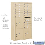 Maximum Height Surface Mounted 4C Horizontal Mailbox with Parcel Lockers in Sandstone