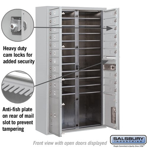Maximum Height Surface Mounted 4C Horizontal Mailbox with 14 Doors for Private Access