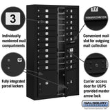 Maximum Height Surface Mounted 4C Horizontal Mailbox with 20 Doors and 2 Parcel Lockers