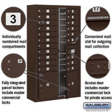 Maximum Height Surface Mounted 4C Horizontal Mailbox with 14 Doors in Bronze with Private Access