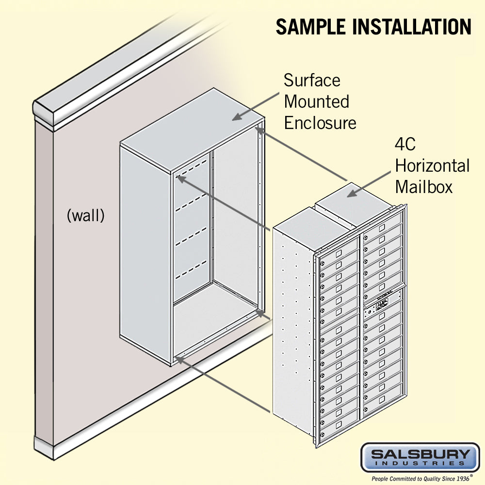 Maximum Height Surface Mounted 4C Horizontal Mailbox with 29 Doors in Bronze with Private Access