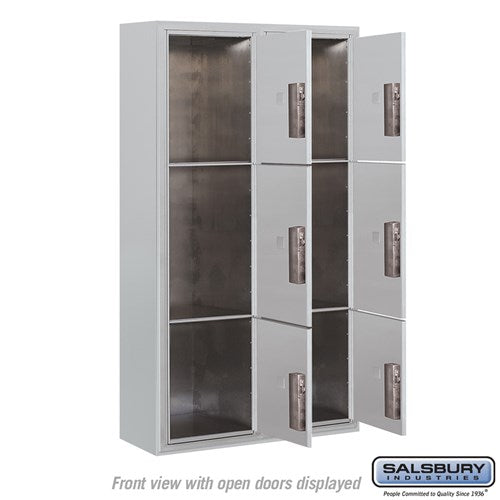 Maximum Height Surface Mounted 4C Horizontal Parcel Locker with 6 Parcel Lockers in Aluminum with Private Access