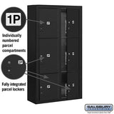 Maximum Height Surface Mounted 4C Horizontal Parcel Locker with 6 Compartments in Black