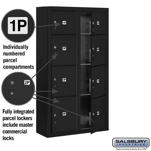 Maximum Height Surface Mounted Parcel Locker with 8 Compartments in Black