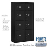Maximum Height Surface Mounted Parcel Locker with 8 Compartments in Black