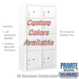 Surface Mounted 4C Horizontal Mailbox Unit with Parcel Lockers and Private Access