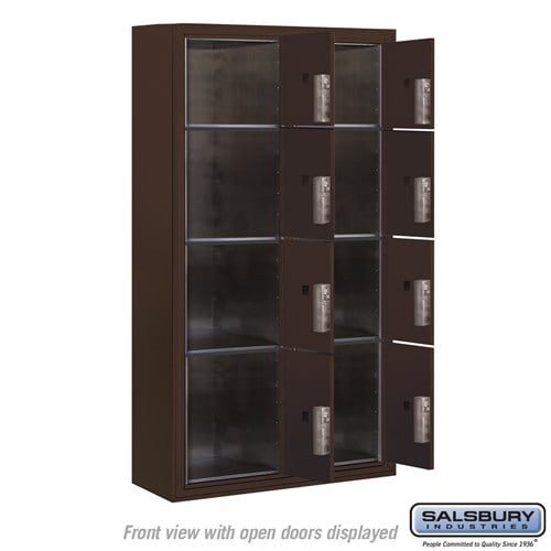 Maximum Height Surface Mounted 4C Horizontal Parcel Locker with 8 Compartments in Bronze