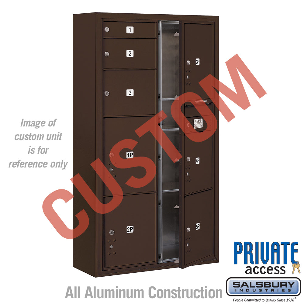 Surface Mounted 4C Horizontal Mailbox Unit - Double Column - Bronze - Front Loading - Private Access