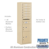 Maximum Height Surface Mounted 4C Horizontal Parcel Locker with 6 Parcel Compartments in Sandstone