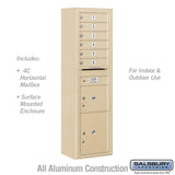6 Door High Surface Mounted 4C Horizontal Mailbox with Parcel Locker in Sandstone