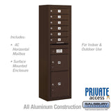 Maximum Height Surface Mounted 4C Horizontal Mailbox with 6 Doors and 2 Parcel Lockers in Bronze