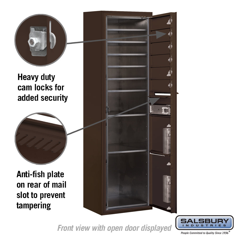 Maximum Height Surface Mounted 4C Horizontal Mailbox with 6 Doors and 2 Parcel Lockers in Bronze