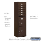 Maximum Height Surface Mounted 4C Horizontal Mailbox with Parcel Lockers in Bronze