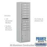 Maximum Height Surface Mounted 4C Horizontal Mailbox with 9 Doors and Parcel Locker
