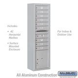 Salsbury 3800 Horizontal Series 9-Compartment Surface Mount Mailbox, Single Column
