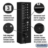Maximum Height Surface Mounted 4C Horizontal Mailbox with 9 Doors and Parcel Locker in Black