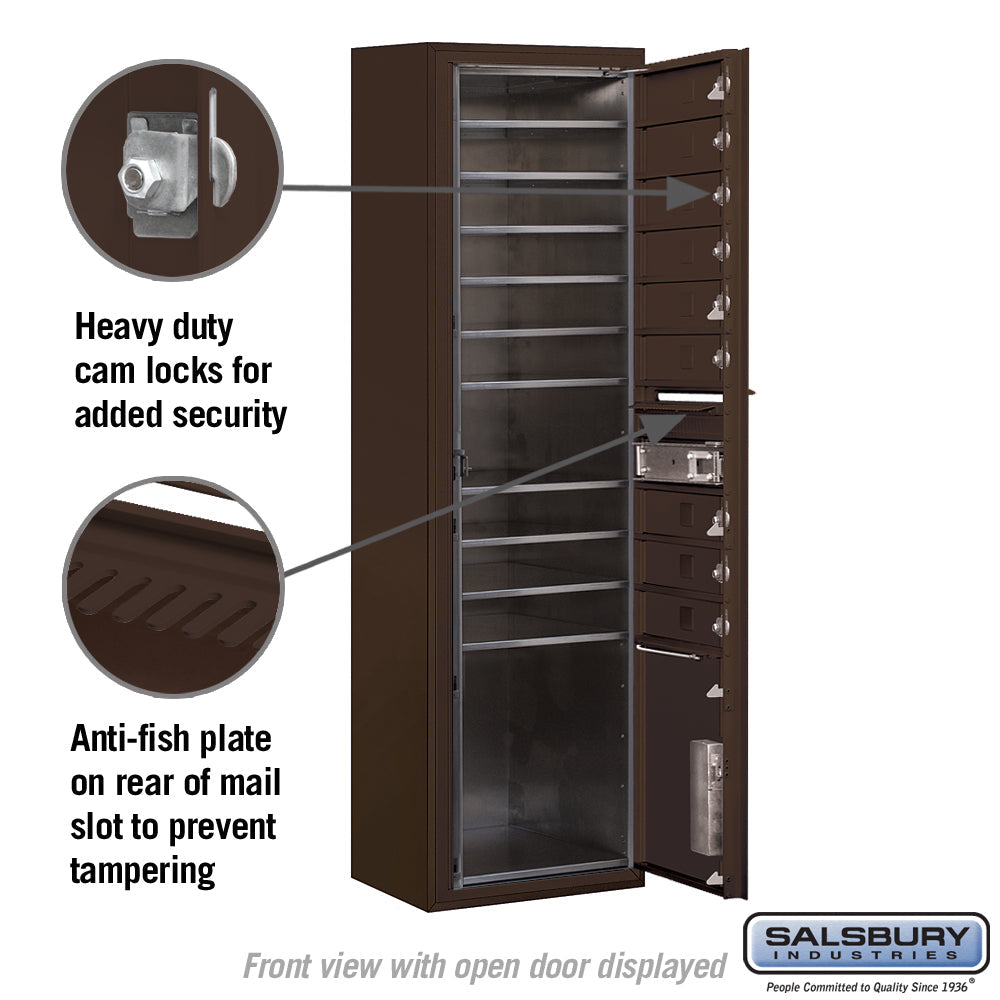 Maximum Height Surface Mounted 4C Horizontal Mailbox with Parcel Locker in Bronze