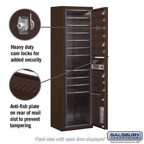 Maximum Height Surface Mounted 4C Horizontal Parcel Locker with 8 Compartments in Bronze
