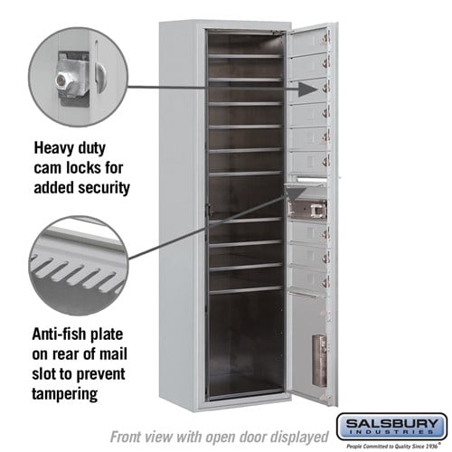 Maximum Height Surface Mounted 4C Horizontal Mailbox with 14 Doors for Private Access