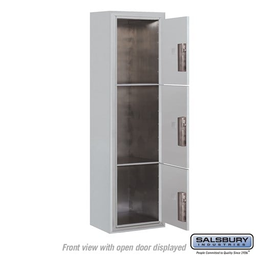 Maximum Height Surface Mounted 4C Horizontal Parcel Locker with 3 Parcel Lockers in Aluminum with USPS Access