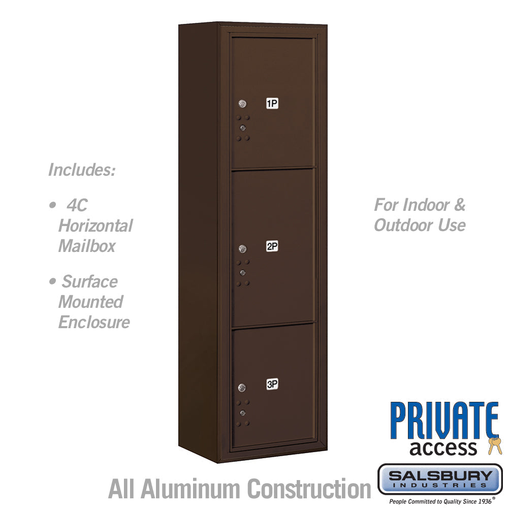 Maximum Height Surface Mounted 4C Horizontal Parcel Locker with 8 Compartments in Bronze
