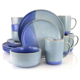 Convergence 16-Piece Casual Blue Stoneware Dinnerware Set (Service for 4)