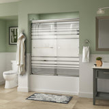 Everly 60 in. x 58-1/8 in. Traditional Semi-Frameless Sliding Bathtub Door in Nickel and 1/4 in. (6mm) Mozaic Glass - Super Arbor