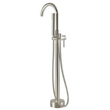 Athena Single-Handle Floor-Mounted Roman Tub Faucet with Hand Shower in Brushed Nickel