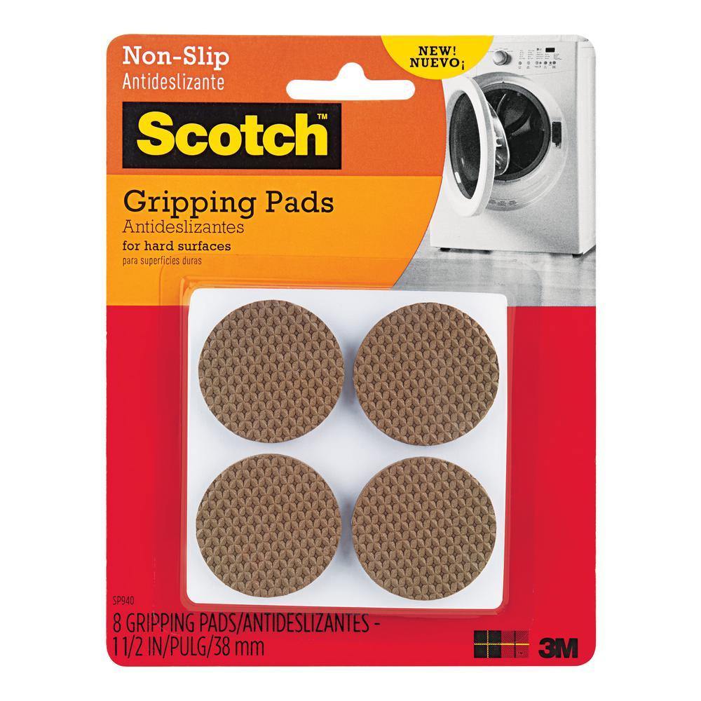 Scotch 1.5 in. Brown Round Hard Surface Gripping Pads (8-Pack) - Super Arbor
