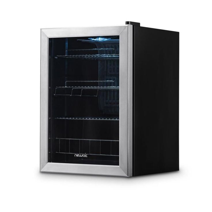 NewAir 90-Can Capacity (2.2-cu ft) Residential Stainless Steel/Black Freestanding Beverage Center