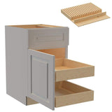 Home Decorators Collection Grayson 21 in. W x 24 in. D x 34.5 in. H Assembled Plywood Base Kitchen Cabinet in Pearl Gray with 2ROT Knife Block LH