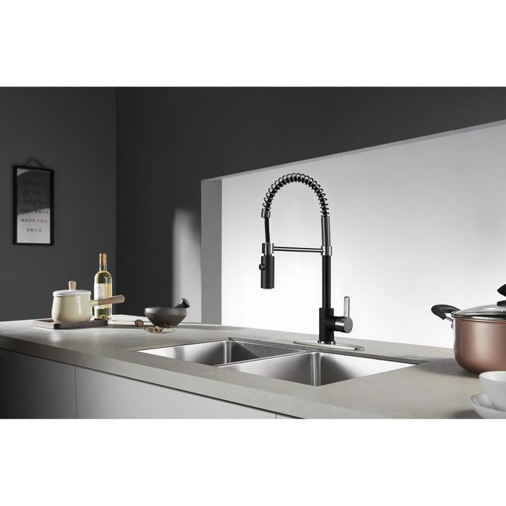 Kingston Brass Continental Matte Black/Brushed Nickel 1-Handle Deck-Mount Pre-rinse Handle Kitchen Faucet (Deck Plate Included)