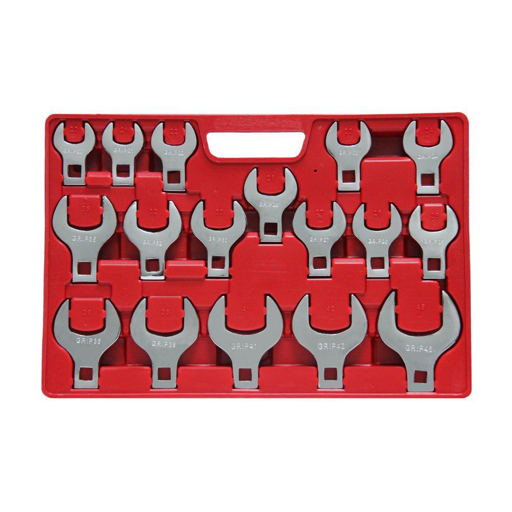 1/2 in. Drive MM Jumbo Crowfoot Wrench Set (17-Piece) - Super Arbor