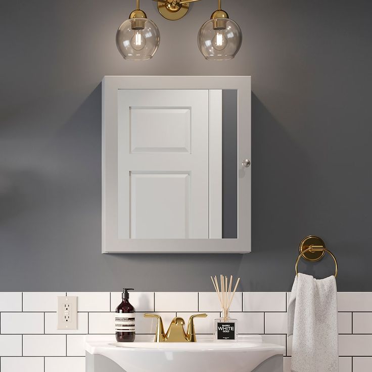 Style Selections 19.5-in x 23.7-in Rectangle Surface Mirrored Medicine Cabinet