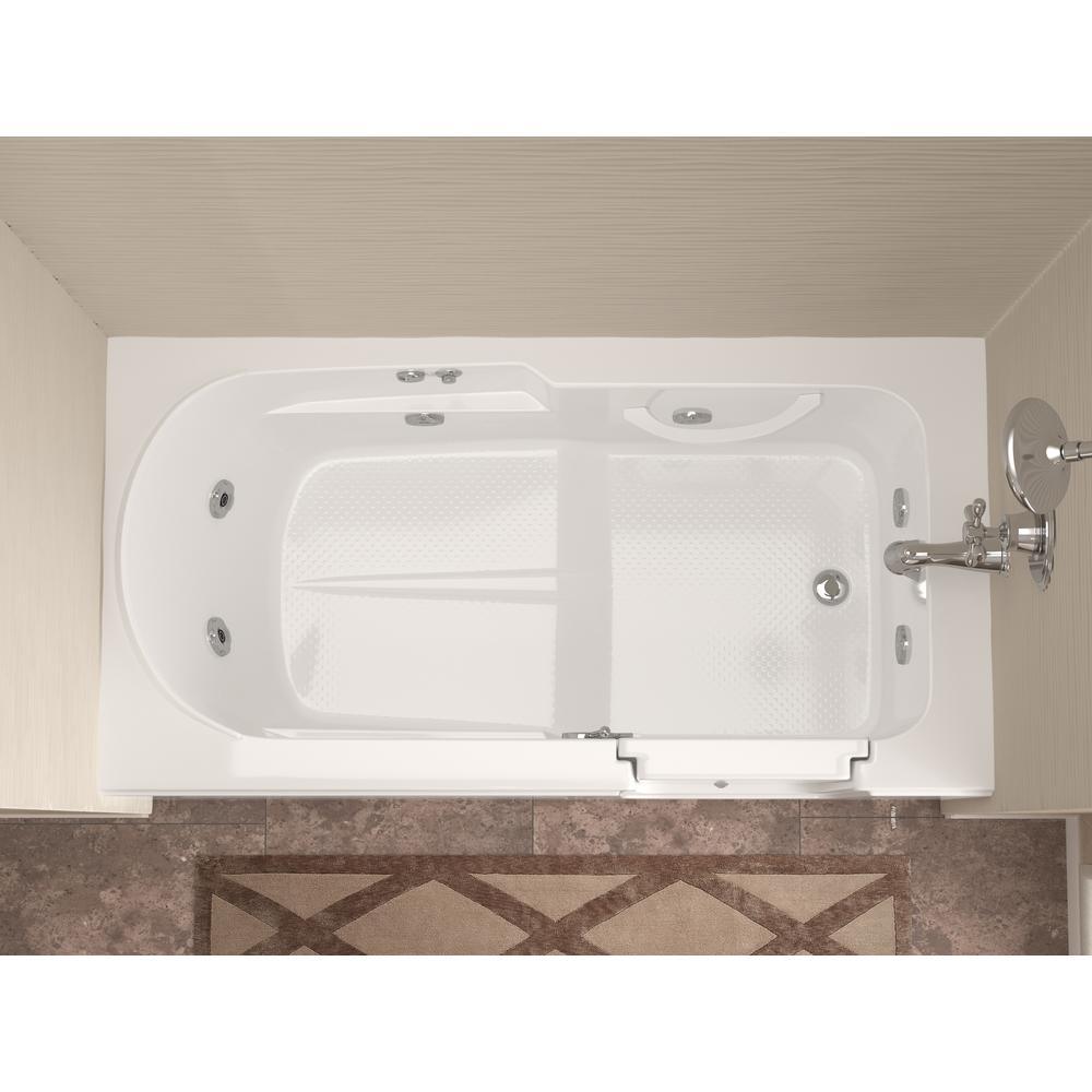 HD Series 60 in. Right Drain Step-In Walk-In Whirlpool Bath Tub with Low Entry Threshold in White - Super Arbor