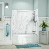 Elite 32 in. x 60 in. x 60 in. 9-Piece Easy Up Adhesive Tub Surround in Calacatta White - Super Arbor