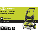 Sun Joe 2030 PSI 1.76 GPM 14.5 Amp Electric Pressure Washer with Pressure-Select Technology and Hose Reel