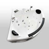 Miami with heater 53.14 in. Acrylic Center Drain Corner Alcove Whirlpool Bathtub in White - Super Arbor